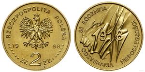 Polska 2 złote 1998 MW ET "90 Rocznica odzyskania niepodległości" na aukcji WCN - 1 września 2022