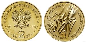 Polska 2 złote 1998 MW ET "90 Rocznica odzyskania niepodległości" na aukcji WCN - 6 października 2022