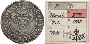 Polska 1 grosz 1532 "Gdańsk" na aukcji Marciniak - 4 lutego 2025