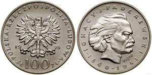 Polska 100 złotych 1975 MW "Ignacy Jan Paderewski" (Próba) na aukcji WCN - 8 grudnia 2022
