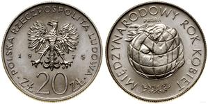 Polska 20 złotych 1975 MW "Międzynarodowy Rok Kobiet" (Próba) na aukcji WCN - 8 grudnia 2022