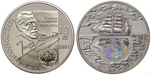 Polska 10 złotych 2007 MW RK "125 Rocznica urodzin Konrada Szymanowskiego Korzeniowskiego" na aukcji WCN - 22 grudnia 2022