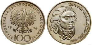 Polska 100 złotych 1976 MW "200 Rocznica śmierci Tadeusza Kościuszki" (Próba) na aukcji WCN - 19 stycznia 2023