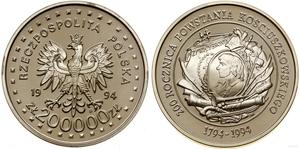 Polska 200000 złotych 1994 MW ANR "200 Rocznica Powstania Kościuszkowskiego" na aukcji WCN - 16 marca 2023