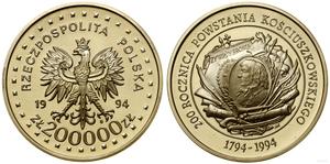 Polska 200000 złotych 1994 MW ANR "200 Rocznica Powstania Kościuszkowskiego" na aukcji WCN - 1 czerwca 2023