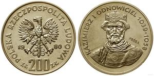Polska 200 złotych 1980 MW "Kazimierz I Odnowiciel" (Próba) na aukcji WCN - 8 czerwca 2023