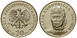 Polska 20 złotych 1977 MW "Maria Konopnicka" (Próba) na aukcji WCN - 8 czerwca 2023