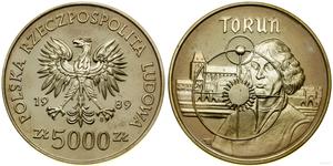 Poland 5000 Zlotych 1989 MW ET "Torun - Nicolaus Copernicus" at auction WCN - July 13, 2023