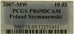 Polska 10 złotych 2007 MW UW "125 Rocznica urodzin Karola Szymanowskiego" na aukcji WCN - 20 lipca 2023