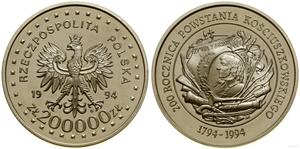 Polska 200000 złotych 1994 MW ANR "200 Rocznica Powstania Kościuszkowskiego" na aukcji WCN - 3 sierpnia 2023