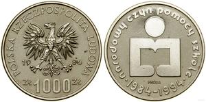 Polska 1000 złotych 1986 MW "Narodowy Czyn Pomocy Szkole" (Próba) na aukcji WCN - 10 sierpnia 2023