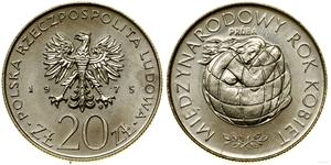 Polska 20 złotych 1975 MW "Międzynarodowy Rok Kobiet" (Próba) na aukcji WCN - 14 września 2023