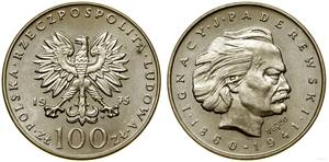 Polska 100 złotych 1975 MW "Ignacy Jan Paderewski" (Próba) na aukcji WCN - 14 września 2023