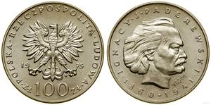 Polska 100 złotych 1975 MW "Ignacy Jan Paderewski" (Próba) na aukcji WCN - 23 listopada 2023