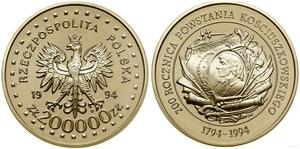 Polska 200000 złotych 1994 MW ANR "200 Rocznica Powstania Kościuszkowskiego" na aukcji WCN - 25 stycznia 2024