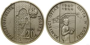 Polska 20 złotych 2004 MW ET "Pamięci Ofiar Getta w Łodzi" na aukcji WCN - 11 kwietnia 2024