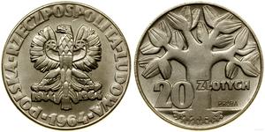 Polska 20 złotych 1964 MW "Drzewo" (Próba) na aukcji WCN - 16 maja 2024