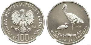 Polska 100 złotych 1982 MW "Bociany" (Próba) na aukcji WCN - 16 maja 2024