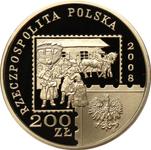 Poland 200 Zlotych 2008 MW RK "450 Years of the Polish Postal Service" at auction Rzeszowski DA - September 12, 2025