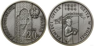 Polska 20 złotych 2004 MW ET "Pamięci Ofiar Getta w Łodzi" na aukcji WCN - 4 lipca 2024