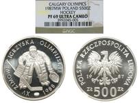 Polska 500 złotych 1987 MW ET "XV Zimowe Igrzyska Olimpijskie - Calgary 1988" na aukcji NUMIS Klitończyk - 9 marca 2025
