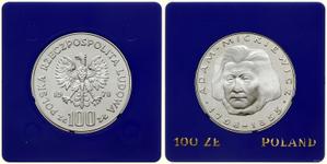 Polska 100 złotych 1978 MW "200-lecie urodzin Adama Mickiewicza" na aukcji WCN - 21 listopada 2024