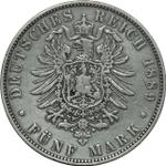 Germany 5 Mark 1889 E "Saxony" at auction Cieszyńskie CN - April 13, 2025