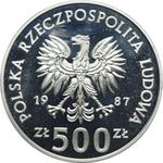 Polska 500 złotych 1987 MW ET "XV Zimowe Igrzyska Olimpijskie - Calgary 1988" na aukcji Cieszyńskie CN - 13 kwietnia 2025