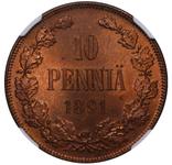 Finland 10 Pennia 1891 at auction COINSTORE - January 26, 2025