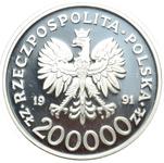 Polska 200000 złotych 1991 MW "XVI Zimowe igrzyska Olimpijskie - Albertville 1992" na aukcji Srebrna Uncja - 25 kwietnia 2025