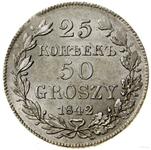 Polska 25 kopiejek - 50 groszy 1842 MW na aukcji WCN - 17 maja 2025