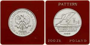 Polska 200 złotych 1980 MW "XIII zimowe igrzyska olimpijskie - Lake Placid 1980" (Próba) na aukcji WCN - 13 lutego 2025