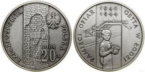 Polska 20 złotych 2004 MW ET "Pamięci Ofiar Getta w Łodzi" na aukcji WCN - 20 marca 2025