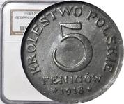 Polska 5 fenigów 1918 FF na aukcji WDA - MiM - 21 maja 2025