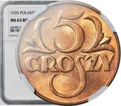 Polska 5 groszy 1935 WJ na aukcji WDA - MiM - 21 maja 2025