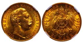 Alemania 20 marcos 1910 A "Prusia" en subasta COINSTORE - 1 de junio de 2025
