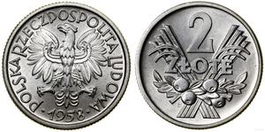 Poland 2 Zlote 1958 "Sheaves and fruits" at auction WCN - June 26, 2025