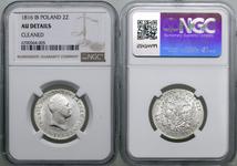 Poland 2 Zlote 1816 IB "Large head" at auction WCN - July 3, 2025