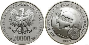Polska 20000 złotych 1989 MW ET "XIV Mistrzostwa Świata w Piłce Nożnej - Włochy 1990" na aukcji WCN - 17 lipca 2025