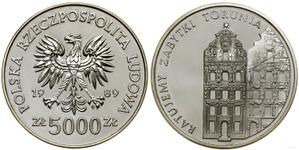 Poland 5000 Zlotych 1989 MW ET "Save the Monuments of Torun" at auction WCN - July 17, 2025