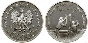 Polska 100000 złotych 1991 MW BCH "Bitwa o Tobruk 1941" na aukcji WCN - 7 sierpnia 2025