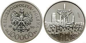Poland 100000 Zlotych 1990 MW "The 10th Anniversary of forming the Solidarity Trade Union" (Pattern) at auction WCN - August 14, 2025