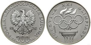 Polska 200 złotych 1976 MW "XXI Letnie Igrzyska Olimpijskie - Montreal 1976" (Próba) na aukcji WCN - 21 sierpnia 2025