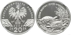 Polska 20 złotych 2002 MW "Żółw błotny" na aukcji WCN - 21 sierpnia 2025