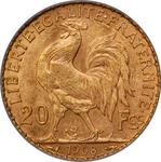 Франция 20 франков 1908 на аукционе Stack's - 15 мая 2025