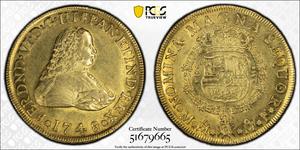 México 8 escudos 1748 Mo MF en subasta Stack's - 27 de agosto de 2025