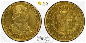 México 4 escudos 1779 Mo FF en subasta Stack's - 27 de agosto de 2025