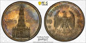 Deutschland 5 Reichsmark 1934 A "Garnisonkirche mit Datum" auf der Auktion Stack's - 29. August 2025