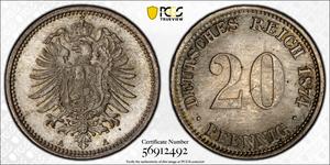 Deutschland 20 Pfennig 1874 A auf der Auktion Stack's - 5. September 2025